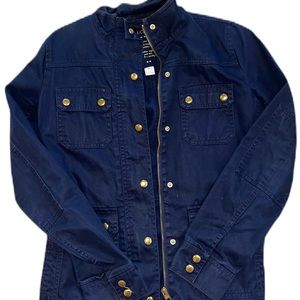 J. Crew Navy Rain-jacket Gold Buttons